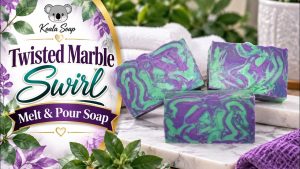 Twisted Marble Swirl Melt and Pour Soap in Purple and Green