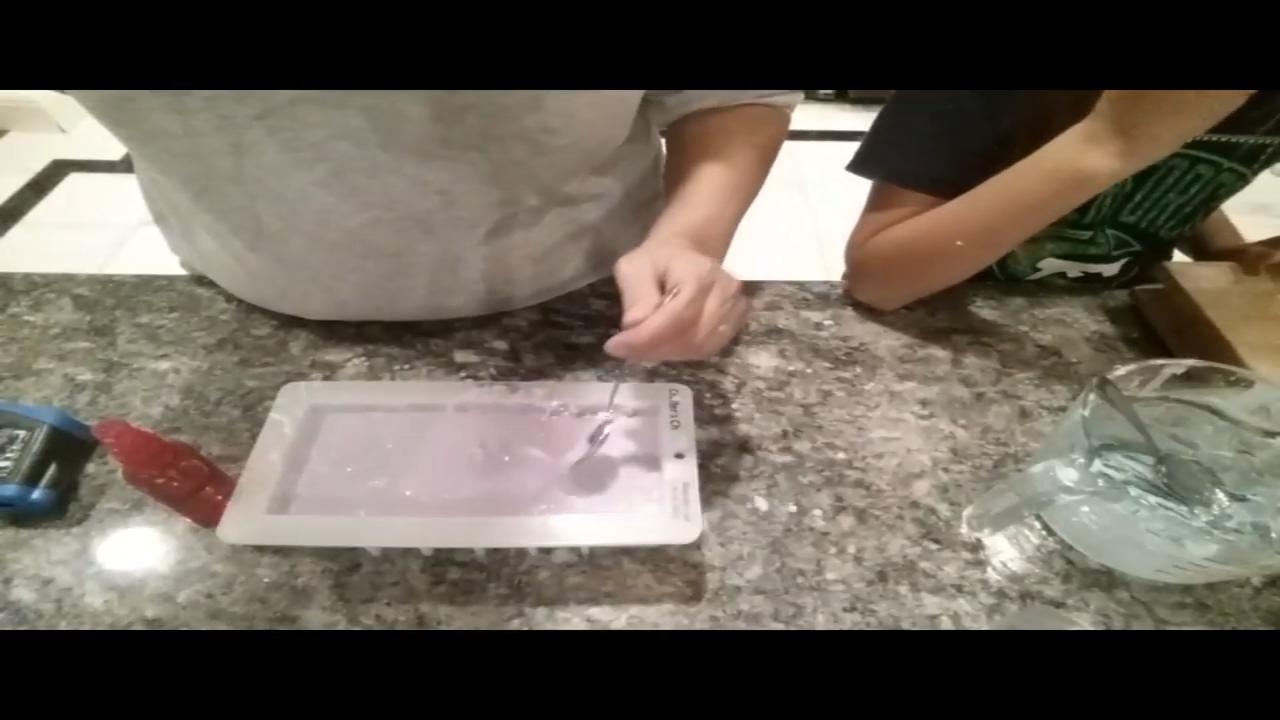 Texturing the top of the soap with a spoon