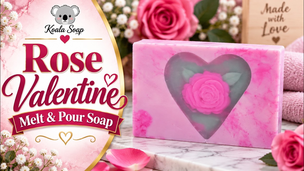 Valentine Rose Melt and Pour Soap: Heart Window with Rose Embed