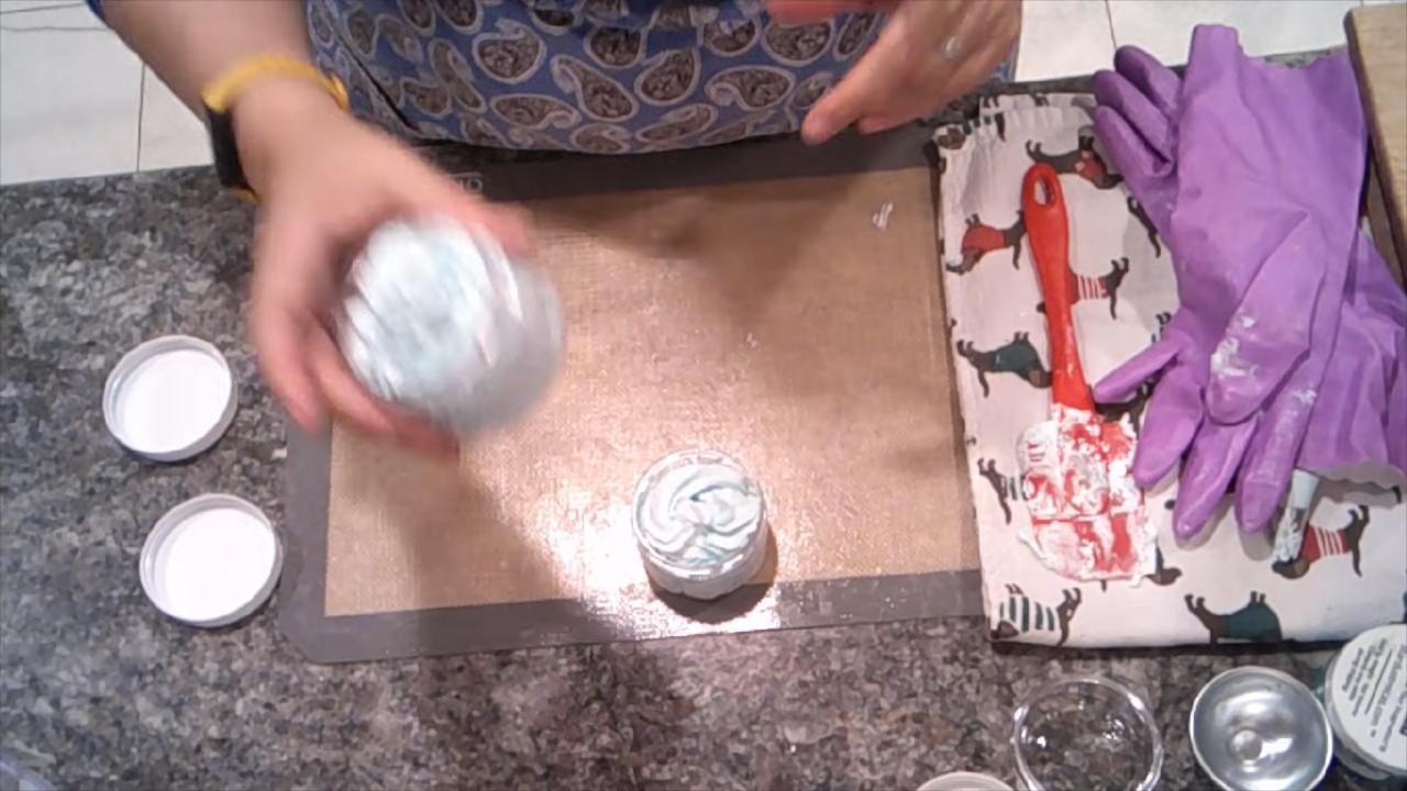 Finished jar of Winter Wonderland whipped soap